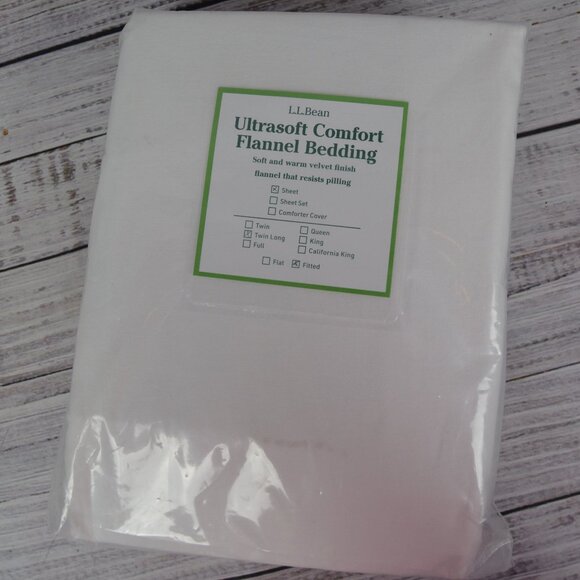 LL Bean Ultrasoft Comfort Flannel Bed Sheet Twin Long Fitted 100% Cotton NEW